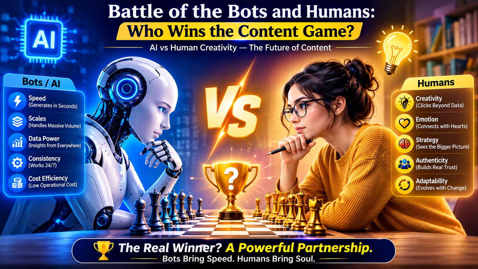 Battle of the Bots and Humans: Who Wins the Content Game?